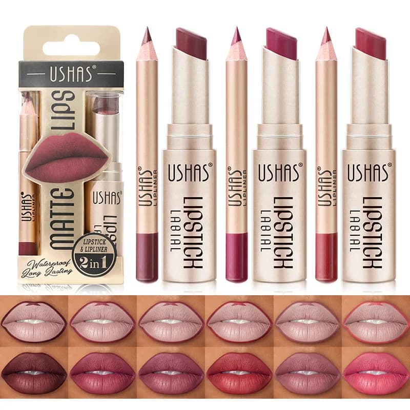 VelvetMist 12 Color Lip Liner + LIPSTICK Set Easy - Image 1
